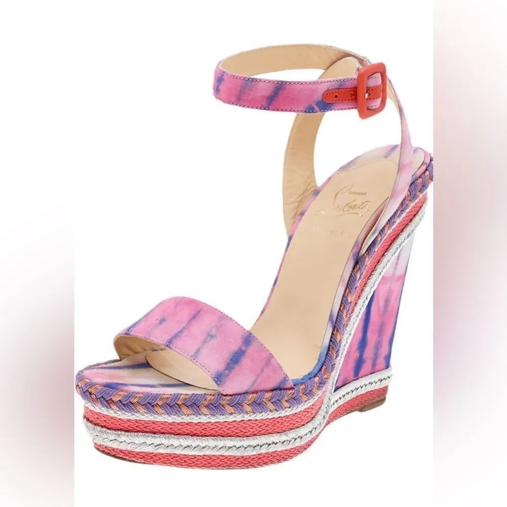 Christian Louboutin Cataclou Duplice Pink and Purple Wedges size 38